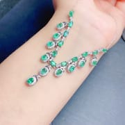 Emerald Necklace Deluxe Exquisite 925 Silver Ladies Natural Gem Support Re-inspection of a generation of hair