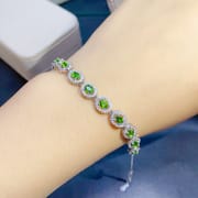 Fresh and simple natural diopside bracelet 925 silver wholesale Women's bracelet 3*4 crystal clean tested