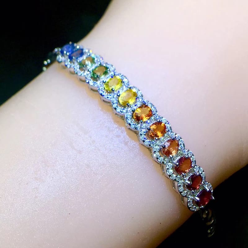 Natural color sapphire bracelet 925 silver jewelry live supply