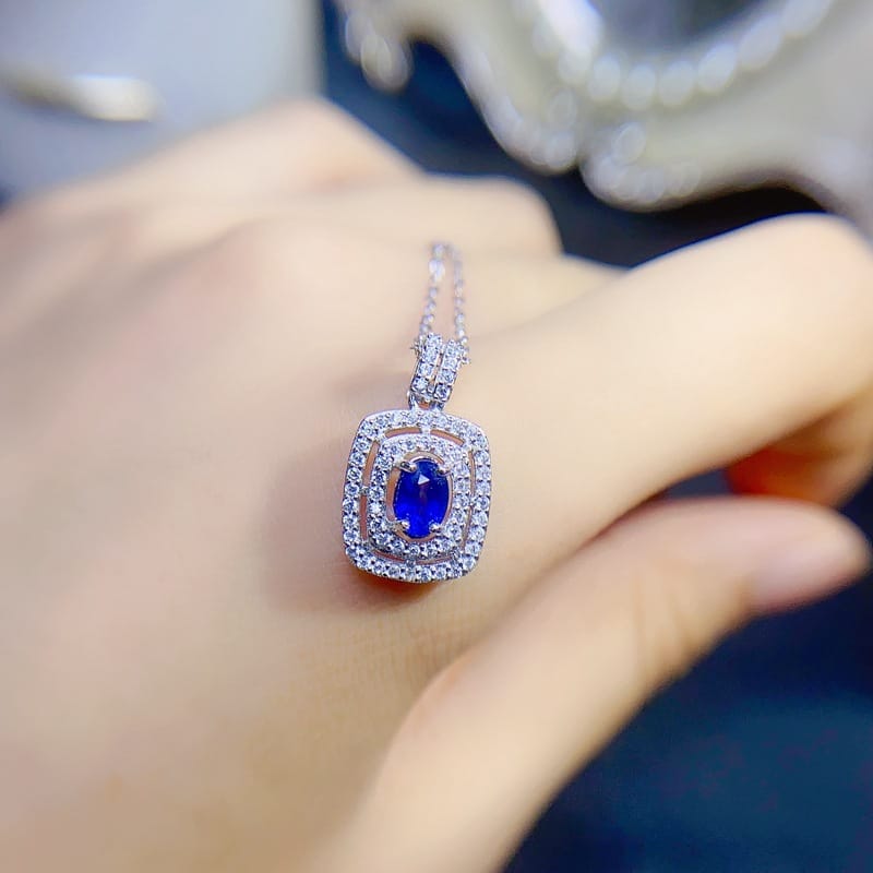 Fashion DIY bare stone natural sapphire 925 silver 4*6mm sapphire set shake sound fast hand wholesale