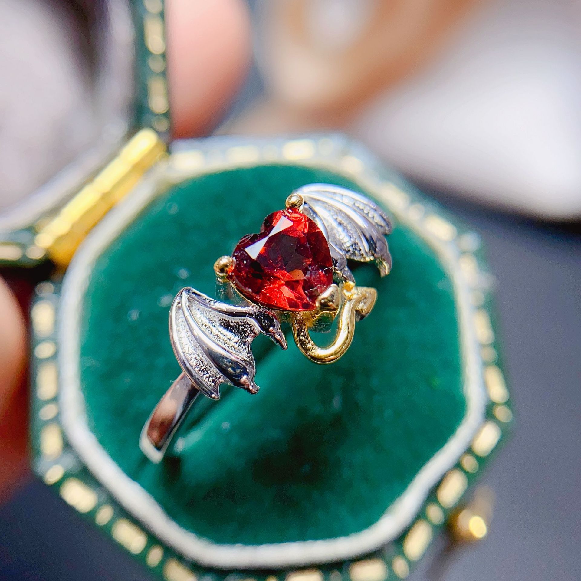New Fashion Angel natural olivine Topaz Garnet amethyst ring 925 silver hot wholesale