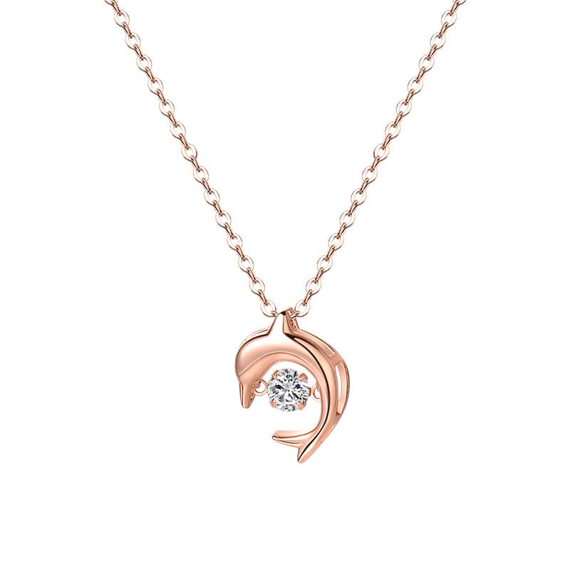 Po Summer Necklace Women's Sterling Silver 999 Dolphin Jewelry Temperament Clavicle Chain Design Sense Niche Tanabata for Girlfriend