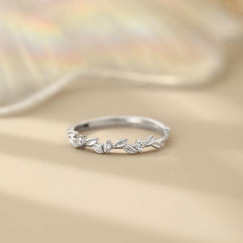 S999 Silver Leaf Ring Chinese Temperament New Fashion Personality Elegant Gentle Mori Bracelet