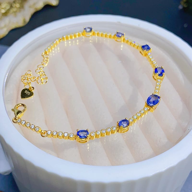 Japanese and Korean small fresh natural sapphire bracelet 925 silver bracelet live supply a generation of girlfriend gift