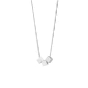 Po S999 Foot Silver Niche Brushed Square Necklace Women's Simple All-match Geometric Design New Style Clavicle Chain