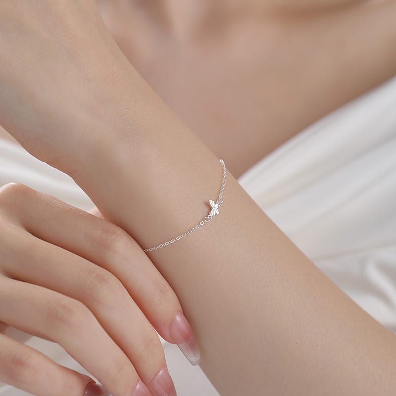 Po S999 Silver Butterfly Bracelet Women's Light Luxury Niche Design Fresh and High-end Girlfriend Bracelet for Hair