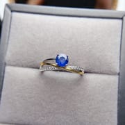 Factory wholesale explosions natural sapphire ring S925 silver inlaid main stone 5*5 selling Europe and the United States a generation of hair