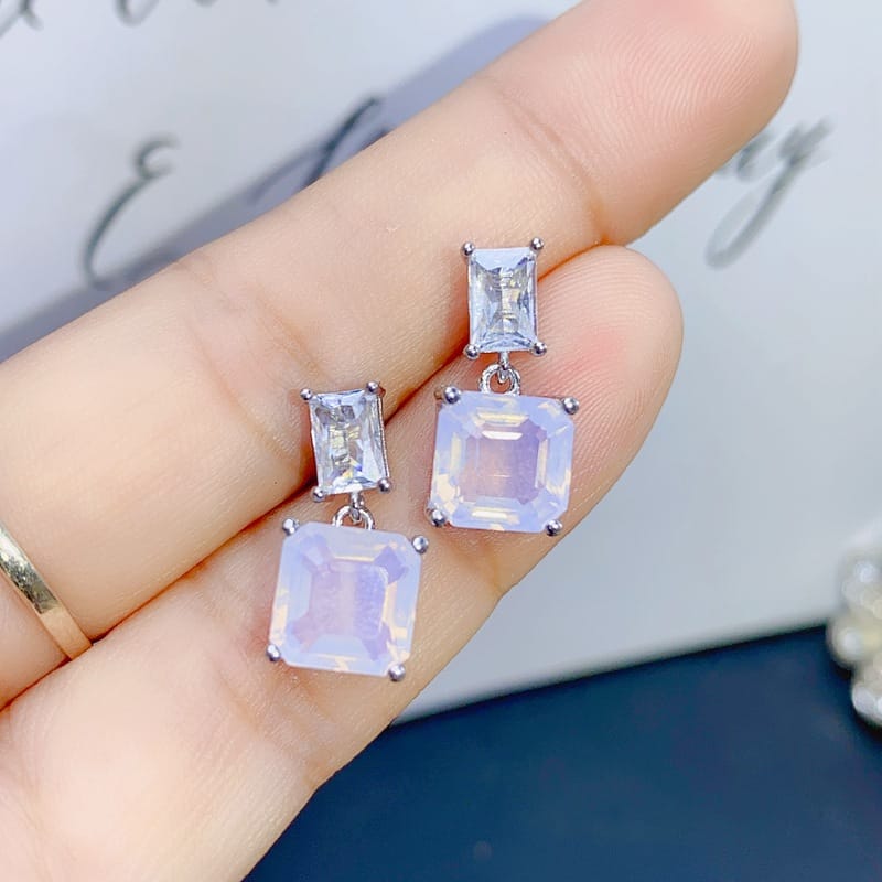 Natural Lavender Amethyst Earrings 925 Silver Refresher Japanese and Korean Internet Celebrity Light Luxury Super Flash Topaz Earrings Overchecked