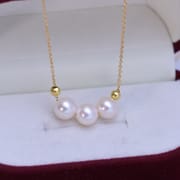 6-7mm Freshwater Pearl Close Round Fine Flaw Light Smile Necklace Pendant S925 Silver Chain Simple Clavicle Chain