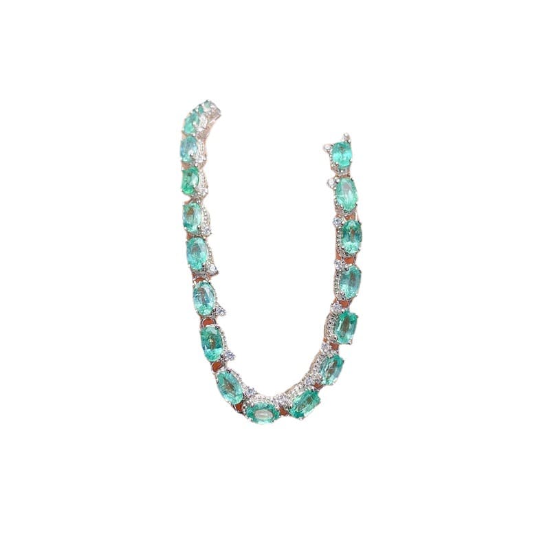 925 silver inlaid natural emerald bracelet with extended chain Women's bracelet TikTok supply wholesale
