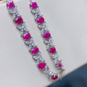 Fresh and simple Myanmar non-burnt Ruby natural ruby bracelet 925 silver women's bracelet 4 * 6mm wholesale