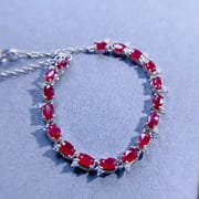 Fresh and beautiful DIY natural old baked ruby bracelet 3*5mm925 silver fast hand Live supply wholesale