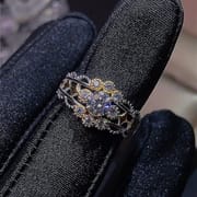 0.5 karat Mosang Diamond Women's Ring GRA Certificate Black Card Waist Code 925 Silver Inlay Plating Double Color