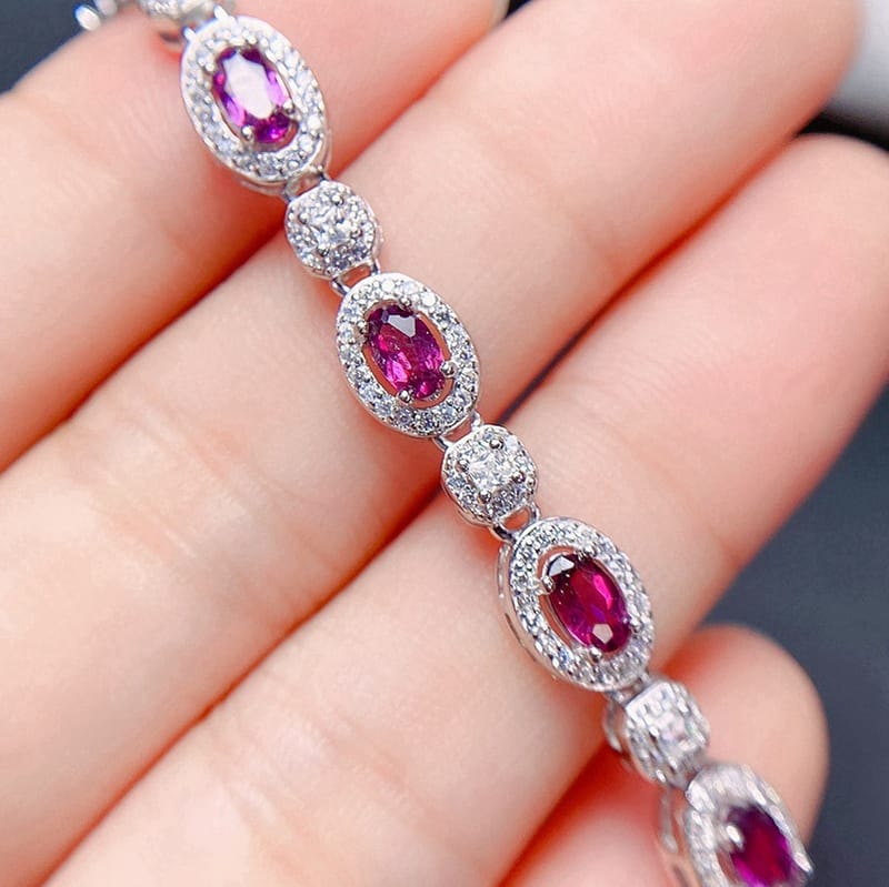 Simple magnesium aluminum garnet bracelet 925 silver inlaid magnesium aluminum bracelet ladies Bracelet a generation of hair