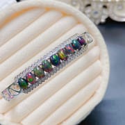 New on the new natural black opal bracelet 925 silver inlaid fire color good live tremolo supply wholesale