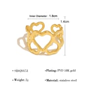 Titanium steel ring 18K gold non-fading women's light luxury high-end European and American stainless steel lava open ring hand jewelry