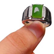 Natural Hetian Jasper Ring 925 Silver Inlaid Natural Hetian Jasper Ring Wholesale Men's Ring