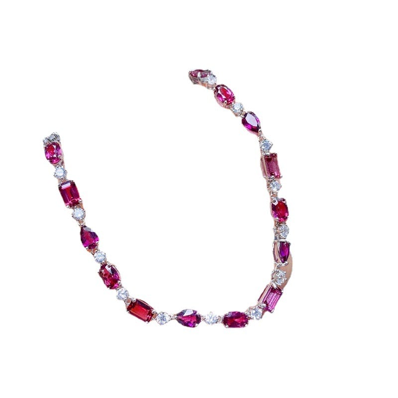 Natural magnesium aluminum garnet bracelet women's 925 silver inlaid magnesium aluminum garnet bracelet gift colorful treasure wholesale