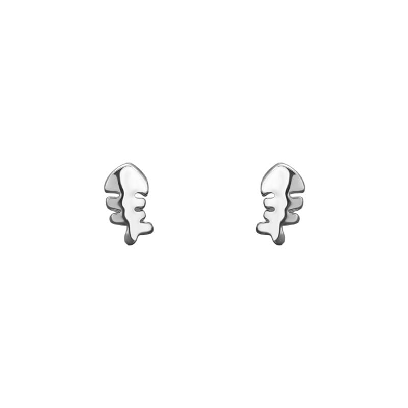Po S999 Foot Silver Fish Bone Earrings Niche Unique Cute Fresh High-grade Small and Exquisite Earrings