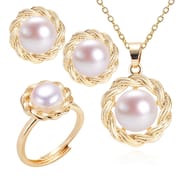 Jewelry Pearl Ring Earrings Set Ethnic Pearl Pendant Freshwater Pearl Necklace Women