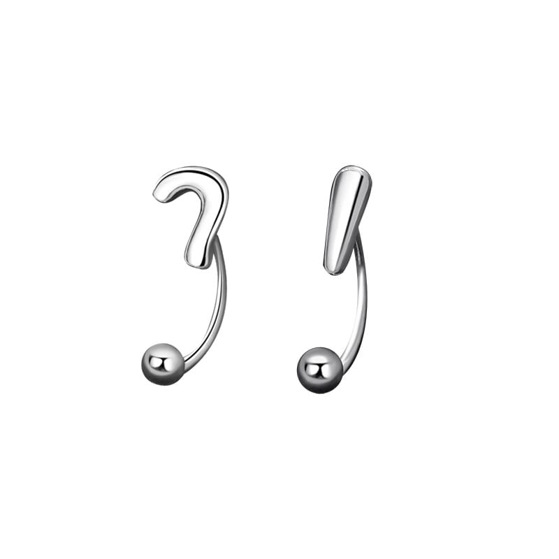 Po S999 Silver Geometric Simple Punctuation Mark Exclamation Mark Screw Earrings Women's Exquisite Earrings