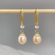 Advanced Sense Water Drop Pearl Earrings Retro Micro-inlaid Zircon Ear Hook Niche Elegant Earrings Women's Internet Celebrity Earrings