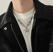 Cross zircon non-fading titanium steel necklace men's all-match high-end sense Cuban chain personality niche neck chain necklace
