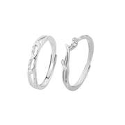 Po S999 Foot Silver Even Lining Branch Couple Ring Tanabata Valentine's Day Gift Niche Design Ring Jewelry
