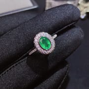 Real photos around drill natural Zambia 5*7 emerald ring 925 silver live support re-inspection