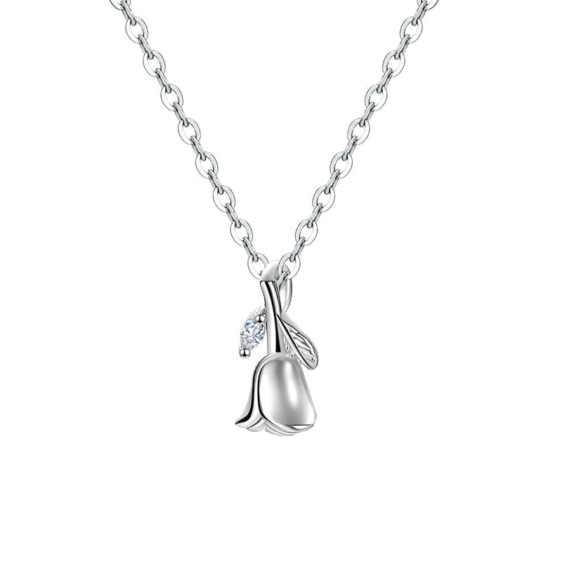 Po S999 Foot Silver French Romantic Rose Necklace for Girlfriend Gift New Necklace for Spring and Summer 2023