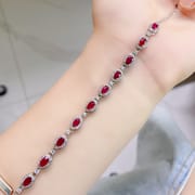 Fresh and beautiful DIY natural old baked ruby bracelet 3*5mm925 silver fast hand Live supply wholesale