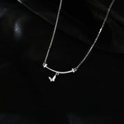 Aobao S999 pure silver smiling butterfly necklace niche design line exquisite diamond-embedded fashion light luxury clavicle chain