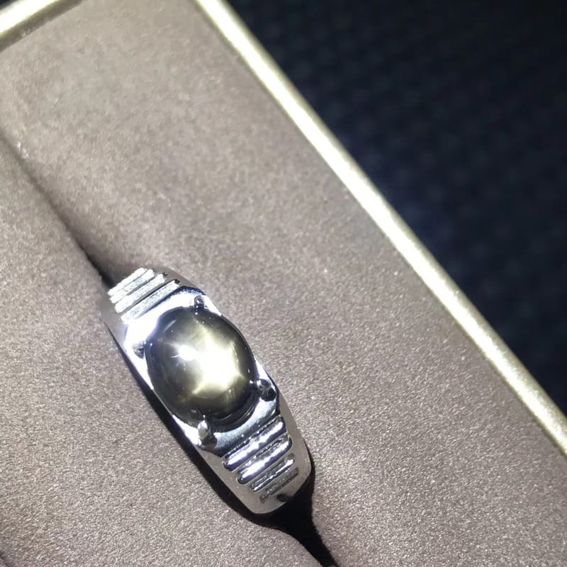 Natural Star Sapphire men's ring simple style 925 silver open mouth factory delivery to pick up various orders