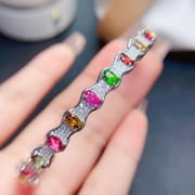 New arrival natural tourmaline stone bracelet 925 silver inlaid gift wholesale