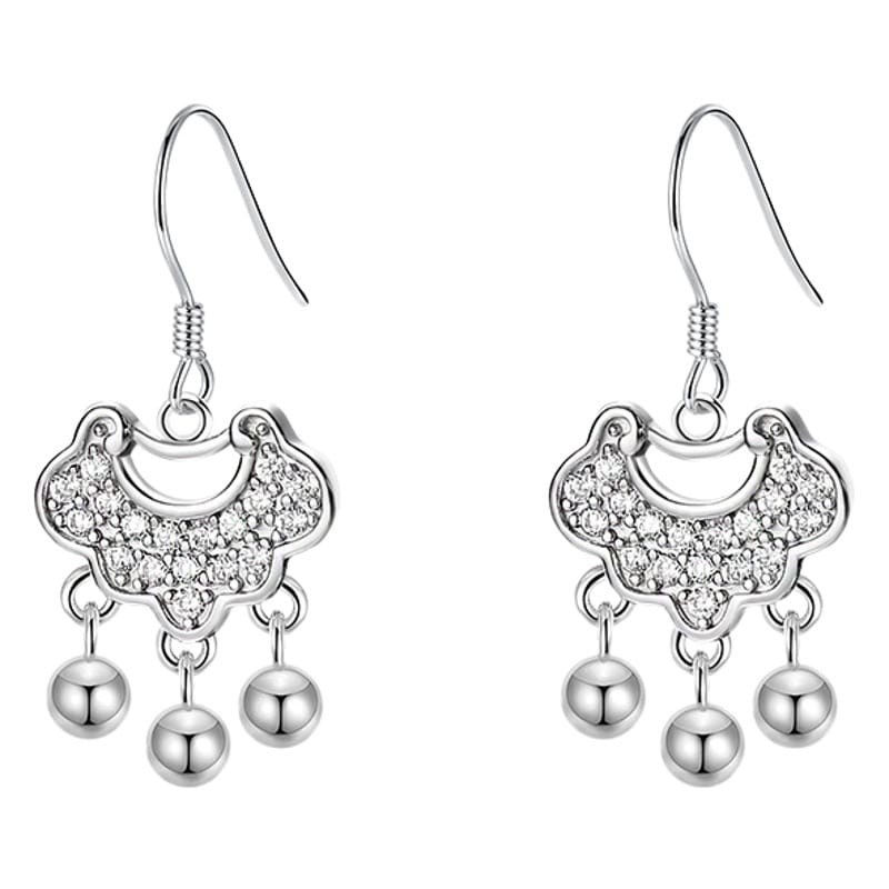  S999 Silver Long Life Lock Ear Hook Women's Niche Design Ear Studs Light Luxury Earrings Advanced Safety Lock