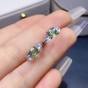 Jewelry live supply S925 Silver Women's earrings natural green sapphire earrings 5 * 5mm