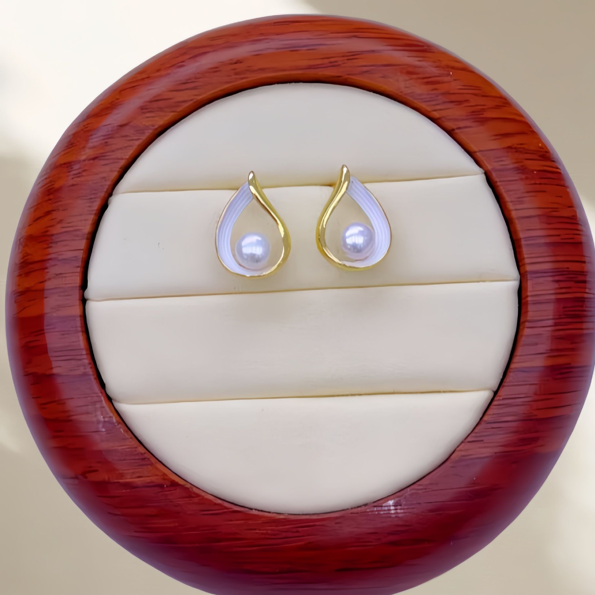 Natural Freshwater Pearl Earrings Water Drop Arc Drop Glaze Light Luxury High-grade Earrings New Chinese Style Elegant High-grade Earrings