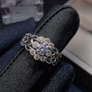 0.5 karat Mosang Diamond Women's Ring GRA Certificate Black Card Waist Code 925 Silver Inlay Plating Double Color