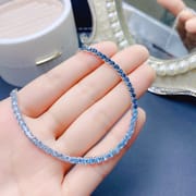 Natural Topaz Bracelet 3*3mm Gradient Ladies Bracelet 925 Silver Blue Topa Ladies Bracelet Color Treasure Batch