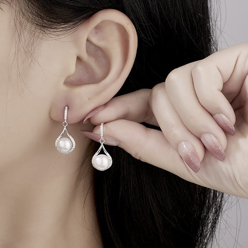Natural Freshwater Pearl Earrings French Simple Drop-shaped Long Small Ear Drop Fashionable Earrings All-match Elegant Earrings