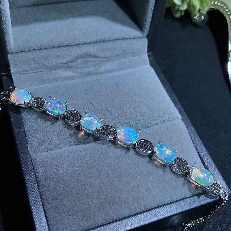 Natural opal bracelet wholesale 925 silver inlaid fashion Diamond style live broadcast exclusive for 5 * 7mm