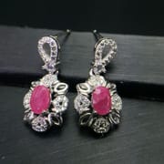 925 Silver Inlaid Natural Ruby Earrings South African Ruby Natural No Optimization Wholesale