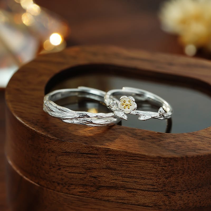 Original Po S999 Foot Silver MoLi Pair Ring Valentine's Day Couple Pair Ring Fresh Sweet Niche Jewelry