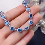 Natural London Blue Topaz bracelet 4 * 5mm fashion bracelet 925 silver London lantopa women's bracelet