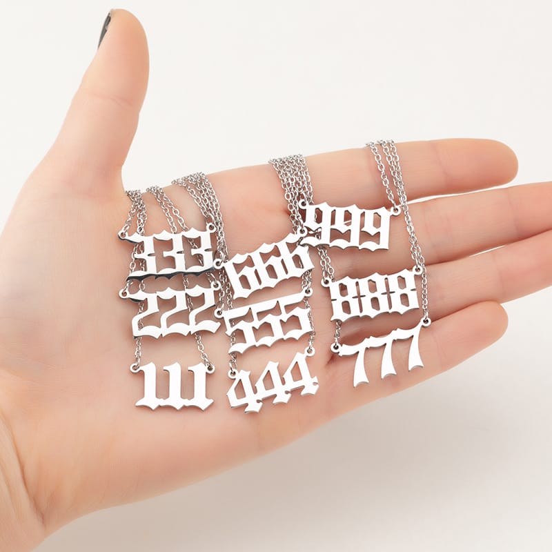 2024 Women's New Arrival Angel Lucky Numbers Pendant Necklace Fashion 000-999 Stainless Steel Vintage Necklace