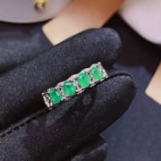 Emerald ring natural Columbia emerald ring 925 silver inlaid Emerald wholesale can be identified