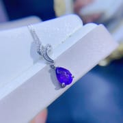 New natural amethyst pendant drop-shaped 7 * 9mm women's pendant necklace 925 silver wholesale live TikTok