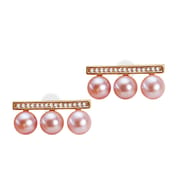 Balance beam inlaid zircon freshwater pearl earrings niche high-end design earrings personality temperament luxury trendy earrings
