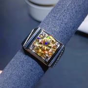 Men's diamond ring. 5 karat Yellow Diamond men's ring tested diamond pen with GRA certificate D color