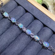 Natural opal bracelet wholesale 925 silver inlaid fashion round drill live for 5*7mm